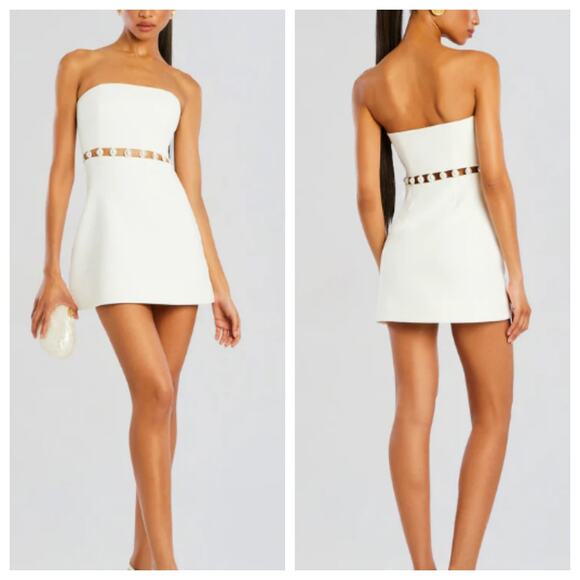 Retrofete White Strapless Pearl Embellished Dress Size M - Picture 1 of 6